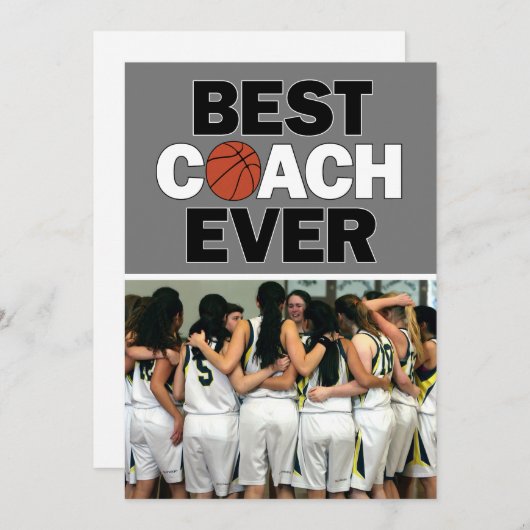 バスケ最高のットコーチエバーカスタムフォトありがとう サンキューカード (正面/裏面)