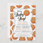 バスケ男の赤ちゃんのベビーシャワー 招待状 (正面)