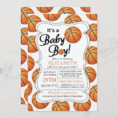 バスケ男の赤ちゃんのベビーシャワー 招待状 (正面/裏面)