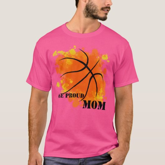 バスケ誇りを持ったット – One Mom – オレンジ Tシャツ (正面)