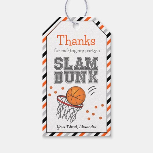 バスケ誕生日サンキューメッセージカード ギフトタグ (正面)