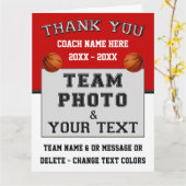 バスケ赤と白ットコーチカードありがとう カード (黄色い花)