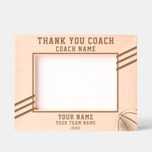 バスケ選手の名前チームスポーツありがとう レーザー彫刻フレーム (正面)