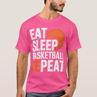 バスケ食べットスリープバスケットボール中継スポーツ引用文 Tシャツ