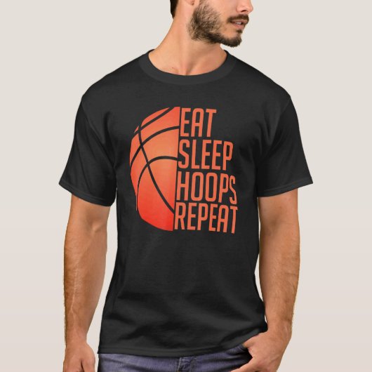 バスケ食べットスリープバスケリピート Tシャツ (正面)