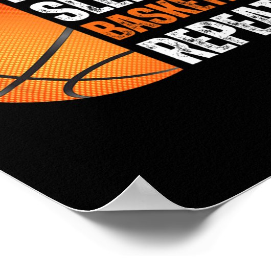 バスケ食べットFa用のスリープバスケットボールリピートのギフト ポスター (角)