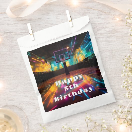 バスケ鮮やかットパーティーフェイバーバッグ フェイバーバッグ (クリップ留めされた状態)