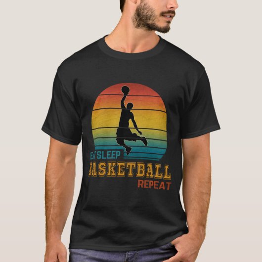 バスケ がんばれ Eat Sleep Basketball Repeat Tシャツ (正面)