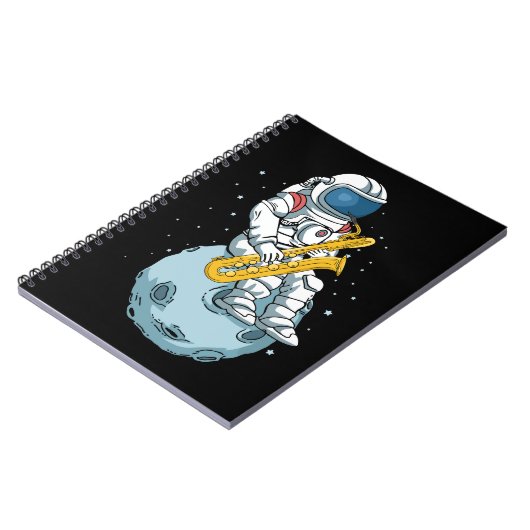 バスサクソフォンプレイヤー宇宙飛行士ミュージシャンサクソフォン ノートブック (左側)