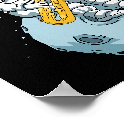 バスサクソフォンプレイヤー宇宙飛行士ミュージシャンサクソフォン ポスター (角)