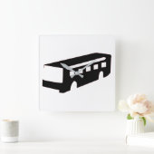 バスシルエット スクエア壁時計 (ホーム)