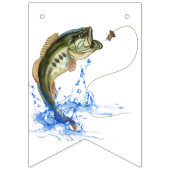 バスジャンプ魚釣りハッピーバースデー バンティングフラッグ (第1の旗)