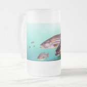 バススイミングストライプの フロストグラスビールジョッキ (正面左)