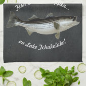 バスストライプの魚釣り・カスタム キッチンタオル (折り畳み)