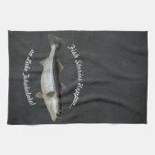 バスストライプの魚釣り・カスタム キッチンタオル (横)