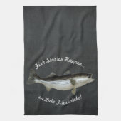 バスストライプの魚釣り・カスタム キッチンタオル (縦)