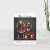 バスセットハウンズハッピークリスマスカード カード (正面)