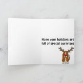 バスセットハウンドおもしろいドクリスマストインデナー シーズンカード (内部)