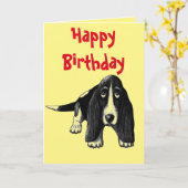 バスセットハウンドインクペンスケッチハッピーバースデーカード カード (黄色い花)