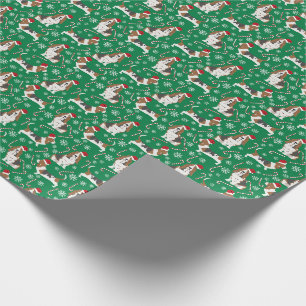バスセットハウンドクリスマスホリデー ラッピングペーパー