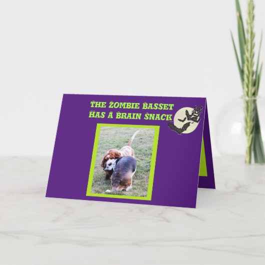 バスセットハウンドゾンビおもしろいハロウィンカード カード (正面)