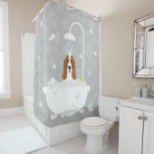 バスセットハウンドドッグシャワーカーテン シャワーカーテン (インサイチュ)