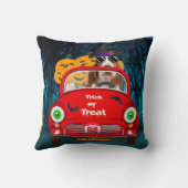 バスセットハウンドドッグドライビングカーホラーハロウィーン クッション (裏面)