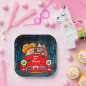 バスセットハウンドドッグドライビングカーホラーハロウィーン ペーパープレート (パーティー)