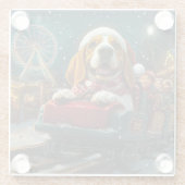 バスセットハウンドドッグローラーコースタークリスマス ガラスコースター (裏面)