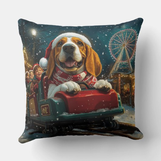 バスセットハウンドドッグローラーコースタークリスマス クッション (裏面)