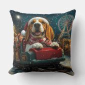 バスセットハウンドドッグローラーコースタークリスマス クッション (正面)