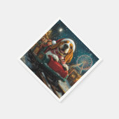 バスセットハウンドドッグローラーコースタークリスマス スタンダードカクテルナプキン (角)