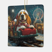 バスセットハウンドドッグローラーコースタークリスマス セラミックオーナメント (左)