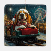 バスセットハウンドドッグローラーコースタークリスマス セラミックオーナメント (裏面)