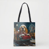 バスセットハウンドドッグローラーコースタークリスマス トートバッグ (正面)