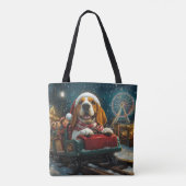 バスセットハウンドドッグローラーコースタークリスマス トートバッグ (裏面)