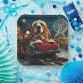 バスセットハウンドドッグローラーコースタークリスマス ペーパープレート (パーティー)