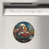 バスセットハウンドドッグローラーコースタークリスマス マグネット (インサイチュ (食洗機))