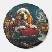 バスセットハウンドドッグローラーコースタークリスマス マグネット (正面)