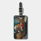 バスセットハウンドドッグローラーコースタークリスマス ラゲッジタグ (正面縦)