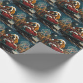 バスセットハウンドドッグローラーコースタークリスマス ラッピングペーパー (角)