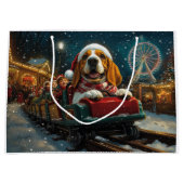 バスセットハウンドドッグローラーコースタークリスマス ラージペーパーバッグ (正面)
