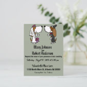 バスセットハウンドドッグ結婚式招待状 インビテーションポストカード (スタンド正面)