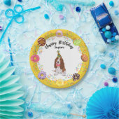 バスセットハウンドドッグ誕生日ドーナツパーティー紙プレート ペーパープレート (パーティー)