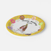 バスセットハウンドドッグ誕生日ドーナツパーティー紙プレート ペーパープレート (アングル)