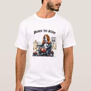 バスセットハウンド生まれバイクもしくは自転車に乗る人に乗る Tシャツ