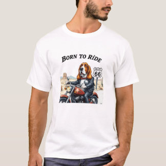 バスセットハウンド生まれバイクもしくは自転車に乗る人に乗る Tシャツ