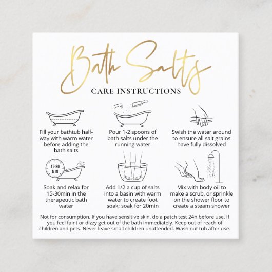 バスソートセーフティユーザーガイド白&金ゴールドスクエア スクエア名刺 (正面)