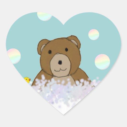 バスタイムテディステッカー ハートシール (正面)