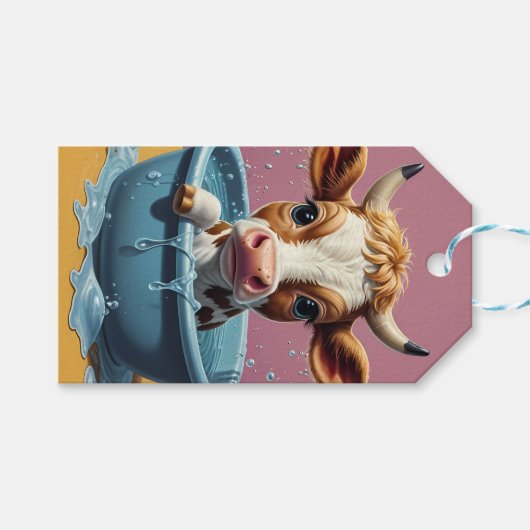 バスタイムバスタブの中で動物をバスタイム ギフトタグ (正面(横))